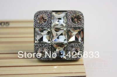 Single K9 Crystal & Zinc Alloy Furniture Bright Chrome Clear Crystal Drawer Knobs Handle Glass Knobs Cabinet Knobs