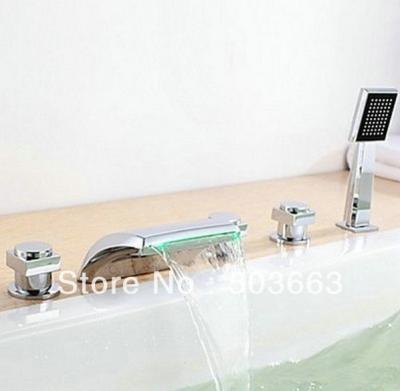 Wholesale 5 Pcs 3 Handle Bathroom Basin Sink Waterfall Faucet Mixer Tap Vanity Faucet Chrome Crane S-094