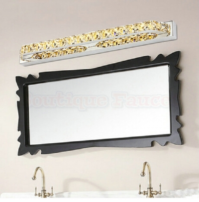 ac85v~265v14w 560mm amber crystal led mirror light k9 crystal bathroom lens headlight stainless steel bathroom mirror lamp ca357
