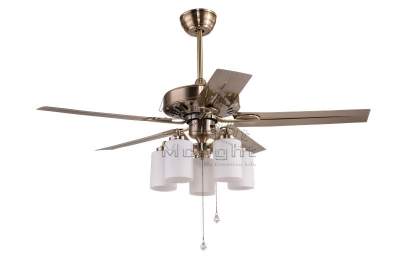 industrial ceiling fan with light kits for children room coffee house living room white lamp 48 inch 5 stainless blade fixture