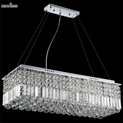 long size rectangle crystal pendant light fitting crystal dining light suspension lamp for dining room, bedroom/meeting room