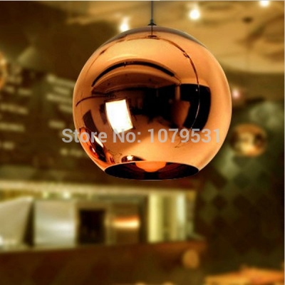 modern copper mirror glass ball pendant light globe shade ceiling lamp home kitchen bar counter light fixture