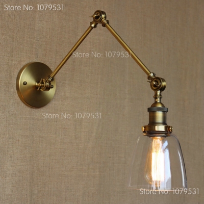 retro two swing arm wall lamp glass shade sconces rh bedside light fixture,wall mount swing arm lamps matching with edison bulbs