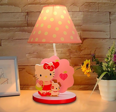 rustic cartoon kt cat led table lamp child personality bedside lamps for girl table lighting quarto de menina