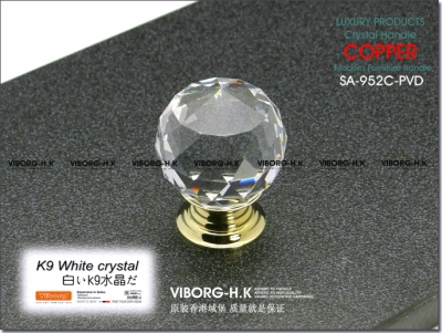 (4 pieces/lot) Deluxe 30mm VIBORG K9 Glass Crystal Knobs Drawer Pull & Cabinet Handle &Drawer Knobs, SA-952C-PVD