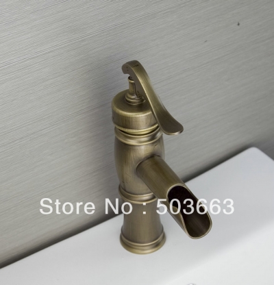 1 Handle Antique Brass Deck Mounted Bathroom Basin Sink Waterfall Faucet Mixer Taps Vanity Faucet L-7004