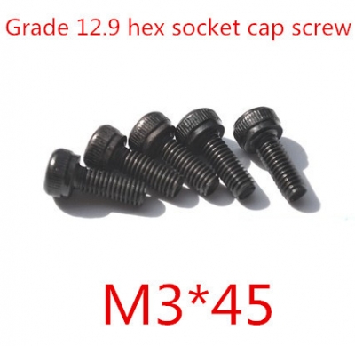 100pcs din912 grade12.9 m3*45 alloy steel with black hexagon socket head cap screw [screw-107]