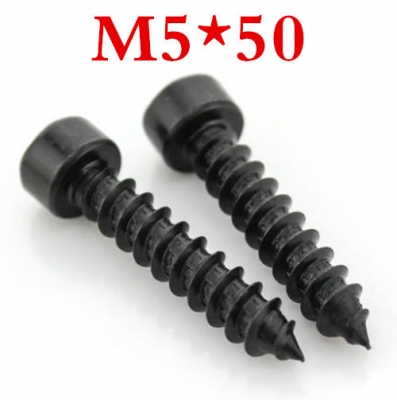 100pcs/lot m5*50 hex socket head self tapping screw grade 10.9 alloy steel with black