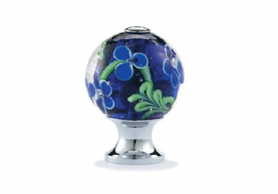 10Pcs Millefiori Art Blue Flower Vaidurya Glass Cabinet Drawer Door Knobs(Diameter:25mm)