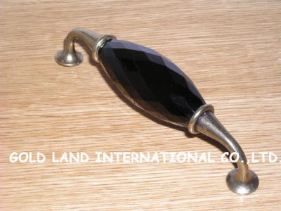 128mm L145xH40mm Free shipping crystal glass bronze-coloured furniture drawer handle
