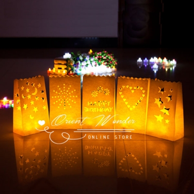 5pcs/lot illuminating candle bag paper lantern tealight bags for wedding party christmas decoration paper bag