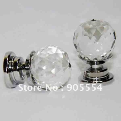 D20xH30mm Free shipping multi-faceted cutting aluminium crystal glass furniture knobs