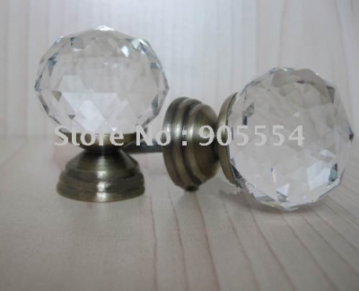 D30mmxH42mm Free shipping brass base crystal glass dresser knobs