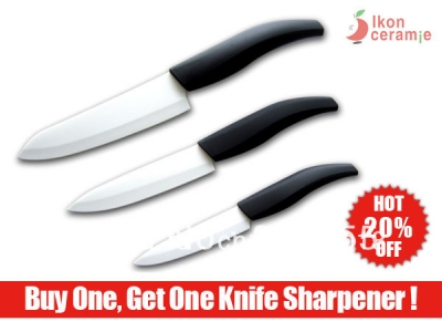 Free Shipping-Best IKON Ceramic Knife High Quality Zirconia 3 Piece Ceramic Knife Sets(4/5/6 inch)