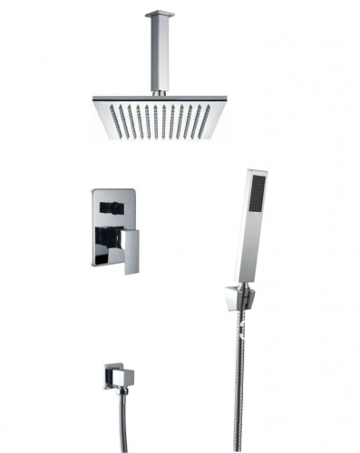 Luxury 8" Square Rainfall Shower Head With Control Valve Shower Faucet Set Vanity Faucet Contemporary Shower L-3813