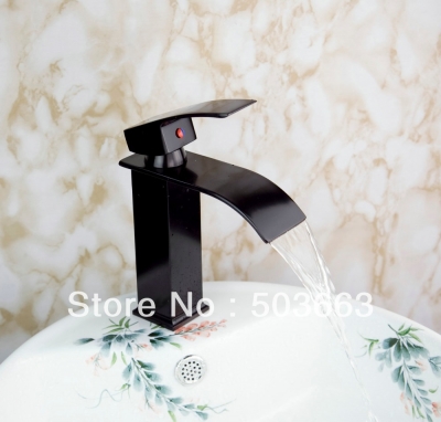 New Wholesale Promotions One Handle Oil Rubbed Bronze Bathroom Basin Sink Waterfall Faucet Mixer Taps Vanity Brass Faucet 8526-4