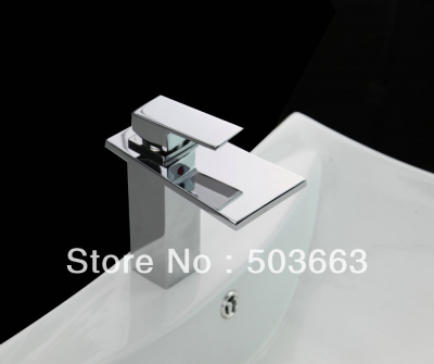 Shine Single Lever Deck Mounted Chrome Finish Bathroom Basin Sink Waterfall Faucet Vanity Mixer Tap L-6023