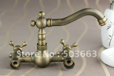 Wall Mounted Antique Brass Bathroom Faucet Kitchen Basin Sink Mixer Tap CM0135