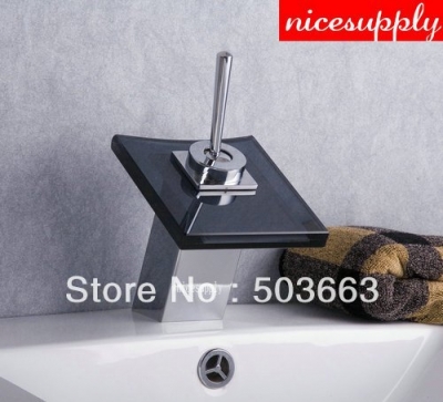 Waterfall Glass Spout Bathroom Basin Sink Mixer Vanity Faucet L-5630