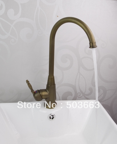 Wholesale Tall 1 Handle Antique Brass Kitchen Sink Faucet Vanity Faucet Swivel Mixer Tap Crane S-162