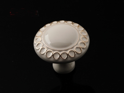 1032 single hole round ivory-white with inlaid gold antiqued alloy knobs for drawer/wardrobe/cupboard [pulls-100-3]