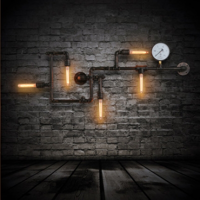 creative ancient water pipe wall lamp sconce american vintage industrial light fixtures bar coffee home decor apliques pared