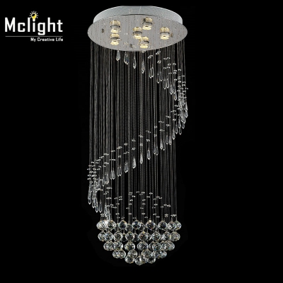 decorative crystal ceiling lamp spiral crystal light fixture lustres de sala for stair villa staircase lamp lighting mc0537