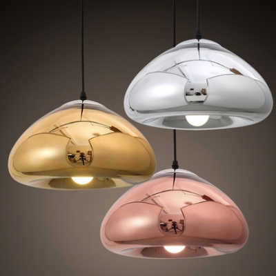 designer lamp quality plated glass bowl pendant light bulb silver/gold/bronze light fixture luminarias para sala ac110v/220v