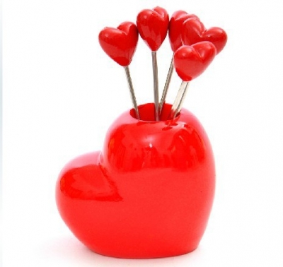 free shipping Creative fashion love stainless steel lovely fruit forks