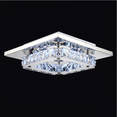 modern led crystal ceiling lights flush mount 1 light stainless steel 90-265v white light flush mounted