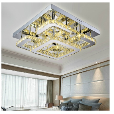 modern led remote control rectangular crystal ceiling lights fixture for bedroom led wireless kitchen ceiling plafond lamp