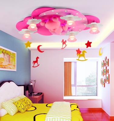 pink color kids room lighting boy cartoon warm girl bedroom ceiling lamp led creative child cartoon living room light chandelier