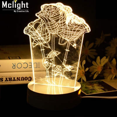 rose flower 3d table lamp bedside led night light for baby desk romantic atmosphere lamp for girlfriend wedding gift