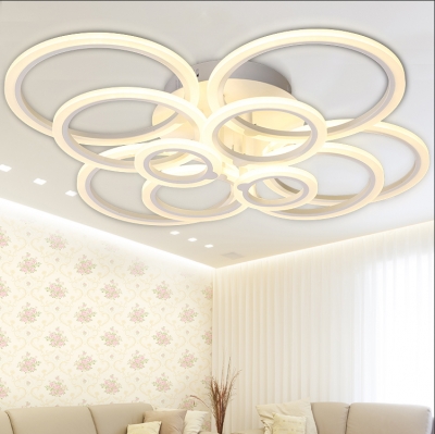 white modern acrylic led ceiling light fixture ring lustre large flush mounted circles lamp for dining room sitting bedroom
