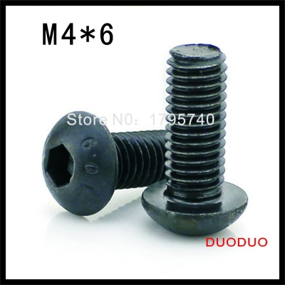 100pcs iso7380 m4 x 6 grade 10.9 alloy steel screw hexagon hex socket button head screws