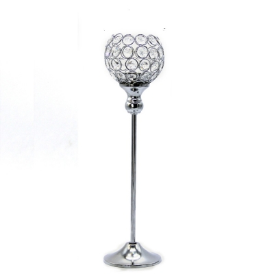10pcs 40cm 16inch wedding crystal candle holder metal silver plated candlestick for home centerpieces candelabra decoration [wedding-decoration-4303]