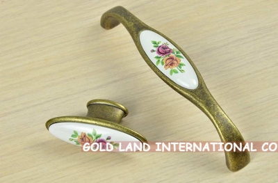 128mm Free shipping zinc alloy bronze-coloured ceramic handle furniture handles [HYM Handles and Knobs 585|]