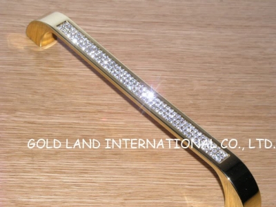 192mm Free shipping K9 crystal glass glittering golden color furniture door handles