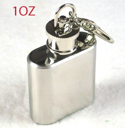 1OZ Stainless Steel Flagon With Key Chain Portable Hip Flask 28ML [Kitchenware 10|]