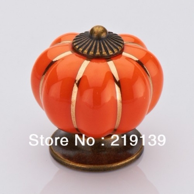 1pc 40mm Colorful Pumpkin Cabinet Ceramic Dresser Knobs And Handles Drawer Pulls Kitchen Door Wardrobe Hardware [Ceramic Handle 27|]