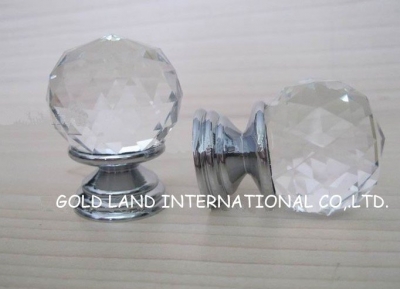 20pcs/lot D30mmxH42mm Free shipping crystal glass cabinet knob and handles/crystal knob with brass base