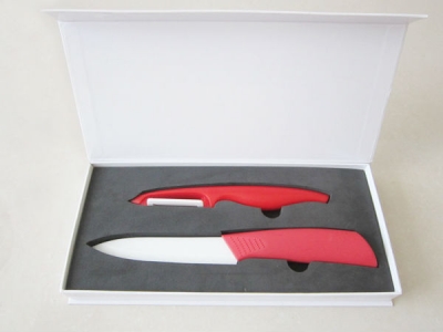 2PCS/SET 5"+Peeler High Quality Kitchen Chef Vegetable Fruit Ceramic Knife Knives Set Red Handle