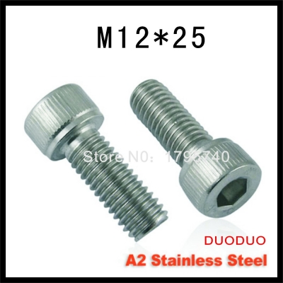 2pc din912 m12 x 25 screw stainless steel a2 hexagon hex socket head cap screws