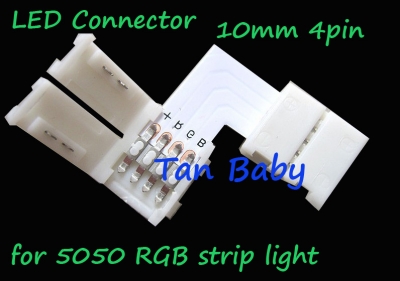 40pcs/lot 10mm 4pin rgb led connector ltype wireless for 5050 rgb led strip light easy connector no need soldering