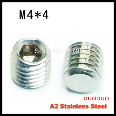 500pcs din913 m4 x 4 a2 stainless steel screw flat point hexagon hex socket set screws