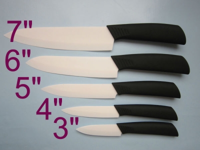 5PCS/Set 3" +4" +5" +6" +7" Complete High Quality Ceramic Cutlery Knives ABS Straight Black Handle Ceramic Knife Set