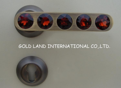 72mm Free shipping 2pcs handles with lock body+keys crystal glass door lock/gate lock bedroom door lock