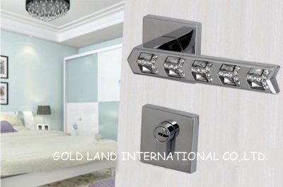 72mm Free shipping 2pcs handles with lock body+keys shining K9 crystal glass door lock/furniture door lock/crystal gate lock