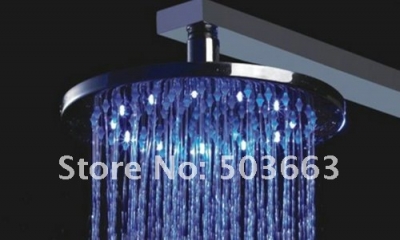Beautiful 3 Colors Free Ship 10''LED Faucet Bathroom Chrome Shower Head CM0058