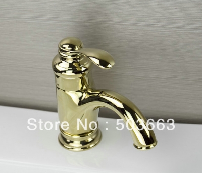 Fashion Wholesale 2013 New Design 1 Handle Golden Finish Bathroom Mixer Tap Basin Sink Faucet Vanity Faucets H-007